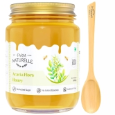 Farm Naturelle Acacia Flora Wild Honey 850gm + 150g Extra |100% Pure Honey | Raw & Unfiltered|Unprocessed|Lab Tested Honey In Glass Jar with Engraved Virgin Wooden Spoon