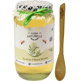 Farm Naturelle-Acacia Flower Wild Forest Honey| 1450gm and a Wooden Spoon| 100% Pure Honey, Raw Natural Un-Processed - Un-Heated Honey | Lab Tested in Glass Bottle.