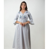 MAUKA - Light Grey Rayon Women's Flared Kurti ( Pack of 1 ) - None