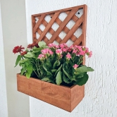 BARISH - Wall Mounted Planter - Single Square | Handcrafted with Rubberwood | Indoor Planter Frame with Stand 18 x 14 x 6 Inches