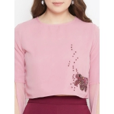 Women Peach-Coloured Solid Crop Top