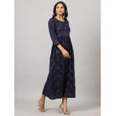 Juniper Cotton Embellished Ankle Length Womens A-line Dress - Navy Blue ( Pack of 1 ) - None