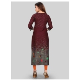 Vbuyz - Maroon Rayon Womens Straight Kurti ( Pack of 1 ) - XL