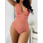 One-piece Swimsuit Sexy Stripes Multi-color Bikini-Black Stripes / XL