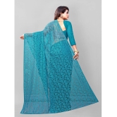 Apnisha - Turquoise Net Saree With Blouse Piece ( Pack of 1 ) - Turquoise