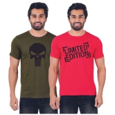 ferocious - Olive Cotton Regular Fit Men's T-Shirt ( Pack of 2 ) - None