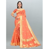 Om Shantam Sarees - Peach Organza Saree With Blouse Piece ( Pack of 1 ) - Peach