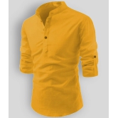 Life Roads - Yellow Cotton Mens Shirt Style Kurta ( Pack of 1 ) - None