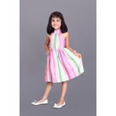 Kids Girls Knee Length Striped Multicolour Design Festive/Wedding Fit & Flare Dress-5 - 6 Year