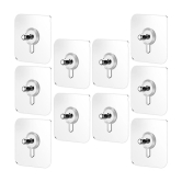 BLUE HOME AND KITCHEN Stainless Steel Self Adhesive Waterproof Hooks (Pack Of 10)