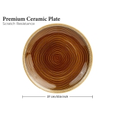 Handcrafted Reactive Glaze Ceramic Dinner Plates, 6 Pieces Serving for 6, Microwave and Dishwasher Safe, Bone-ash Free, Full Plate Set Crockery for Dining and Gifting, Peanut Brown