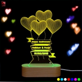 3D Illusion Multi-Color LED Lamp with Heart Balloon Birthday Design