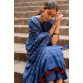 Midnight blue kurta set with dupatta-S