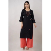 Kapadia - Black Rayon Womens Straight Kurti ( Pack of 1 ) - None