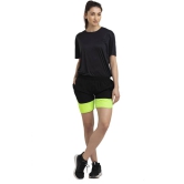 Solid Women Black Regular Shorts, Running Shorts, Gym Shorts