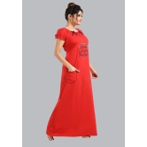 FOMTI Red Cotton Womens Nightwear Nighty & Night Gowns ( Pack of 1 ) - None