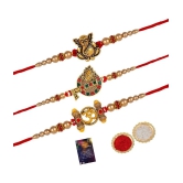 Silver Shine - Red Religious Rakhi ( Pack of 3 ) - None