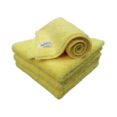 SOFTSPUN Microfiber High Loop Cleaning Cloths, 40x60 cms 4 pcs Towel Set 380 GSM (Yellow). Thick Lint & Streak-Free Multipurpose Cloths.