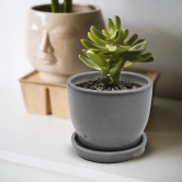 Ceramic Planter with Tray Grey