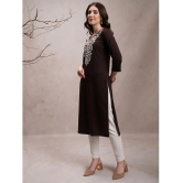 Ketch Polyester Embroidered Straight Womens Kurti - Charcoal ( Pack of 1 ) - None