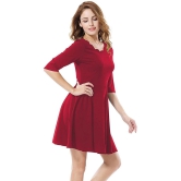 Addyvero - Red Cotton Lycra Womens Fit And Flare Dress ( Pack of 1 ) - None