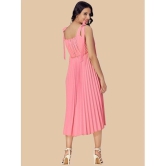 Glomee Crepe Solid Midi Womens Fit & Flare Dress - Coral ( Pack of 1 ) - None