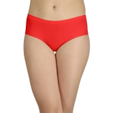 Sona Womens Comfortable Red Plain Seamless (No Line) Lycra SILK Cotton Anti-Bacterial, Skinny Soft Premium Panties-L / RED