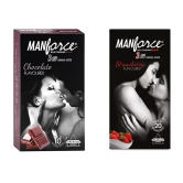 MANFORCE Chocolate Strawberry Condoms 10''s (Combo of 2) Condom (Set of 2 20 Sheets)