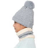 PENYAN Girls Gray Woollen Caps For Winter ( Pack of 1 ) - Gray