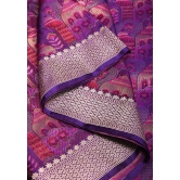 Statement Tanchoi Satin Silk Saree in Purple with Tehra Zari Meena and unique body design | SILK MARK CERTIFIED