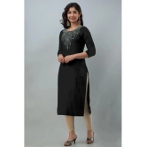 JASH CREATION - Black Rayon Womens Straight Kurti ( Pack of 1 ) - None