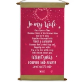 Indigifts Valentine Birthday Gift for Wife Printed Pink Message Love Scroll Card 17x9.5 Inches - Anniversary Gift for Wife Special| Best Gift for Wife| Surprise Gift for Wife