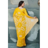 clafoutis Chiffon Dyed Saree Without Blouse Piece - Yellow ( Pack of 1 ) - Yellow