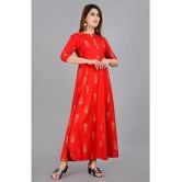 Smien - Red Rayon Womens Flared Kurti ( Pack of 1 ) - None