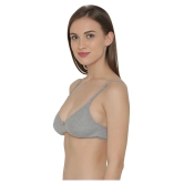 Clovia Poly Cotton Plunge Bra - Grey - None