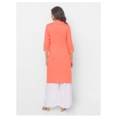 Globus - Peach Viscose Women''s Straight Kurti - M