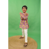 Boys Kurta Set Printed Mango - Purple 5Y