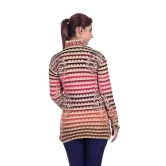 eWools.in Beige and Pink Woollen Buttoned Cardigan - L