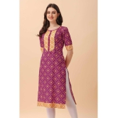 Glomee - Wine Crepe Women's Straight Kurti ( Pack of 1 ) - None