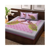 Frionkandy Cotton Double Bedsheet with 2 Pillow Covers ( 229 cm x 254 cm ) - Pink