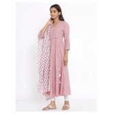 miravan Pink Cotton Anarkali Kurti - XXL