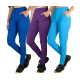 KARARO JEGGINGS - Cotton Blend Skinny Fit Purple Womens Jeggings ( Pack of 3 ) - None