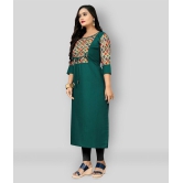 Rangrasiya - Green Cotton Blend Women''s Straight Kurti ( Pack of 1 ) - XXL