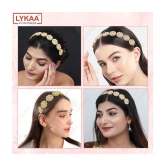 Lykaa Kundan Hairband Floral Design MathaPatti Gold-Plated Hair Band For Women - 1 Pack (Golden) - Multi