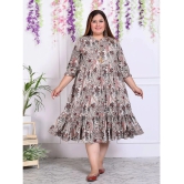 Swasti Cotton Blend Printed Anarkali Womens Kurti - Beige ( Pack of 1 ) - None