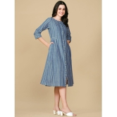 Glomee - Blue Cotton Women''s A-line Dress ( Pack of 1 ) - None