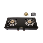 Goodflame Nano 2B Ms Bk Toughened Glass 2 Brass Burner Gas Stove(Manual Ignition,Black)