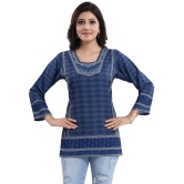 Meher Impex - Blue Crepe Womens A-line Kurti - 3XL