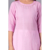 Doriya Cotton Blend Embroidered Kurti With Palazzo Women's Stitched Salwar Suit - Pink ( Pack of 1 ) - None