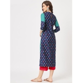 Pannkh - Navy Rayon Womens Straight Kurti ( Pack of 1 ) - None